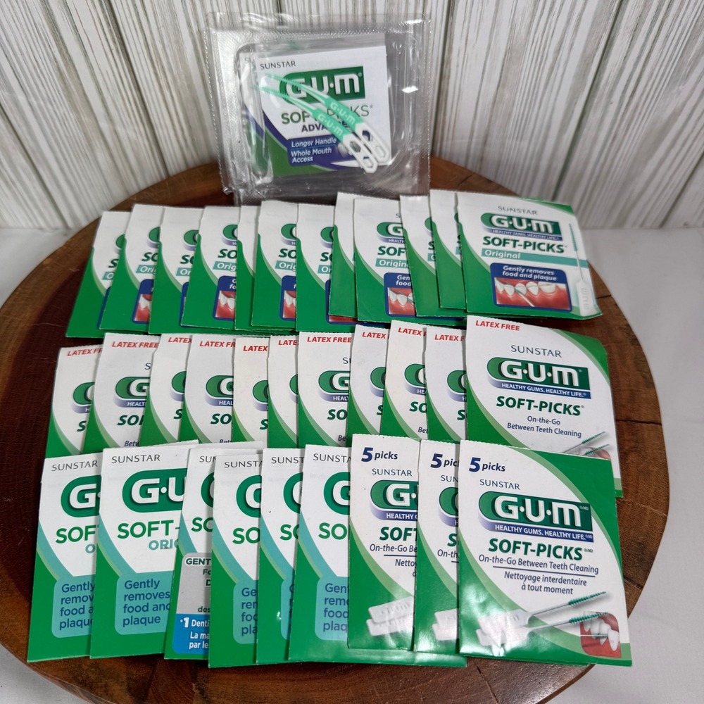 Sunstar GUM Soft-Picks Dental Picks Bulk Lot On-the-Go Original Advanced 35 Pks